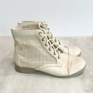 Forever 21 Cream Mesh Boots Ankle Heel Lace Up Fall Lightweight